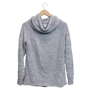 Small Cable Knit Cowl Neck Grey Sweater